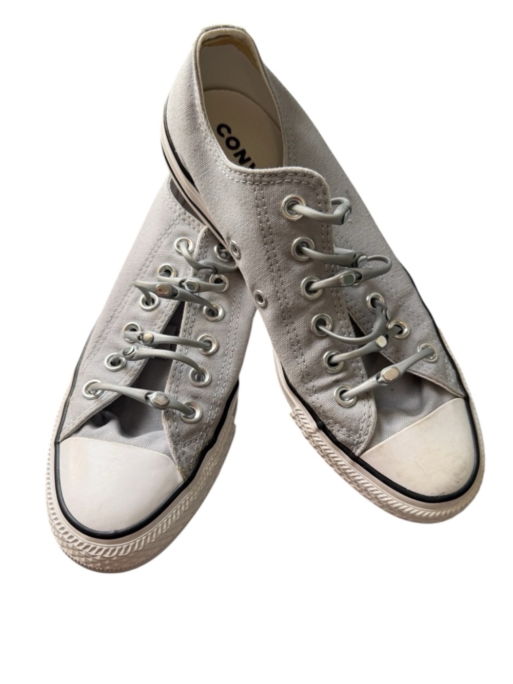 Converse Low Top Canvas Sneakers in Light Gray and White unisex